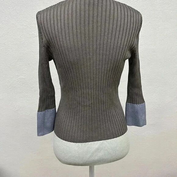 St. John Womens Wool Blend Ribbed Color Block Sweater/ Blouse - Picture 2 of 9
